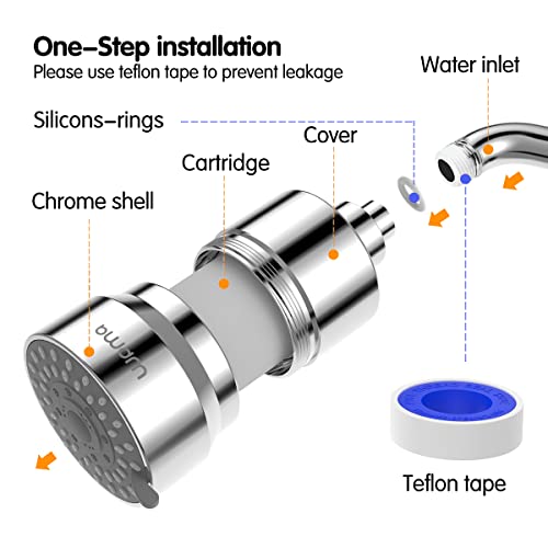 Filtered Showerhead with Shower Filter Cartridge for Remove Chlorine