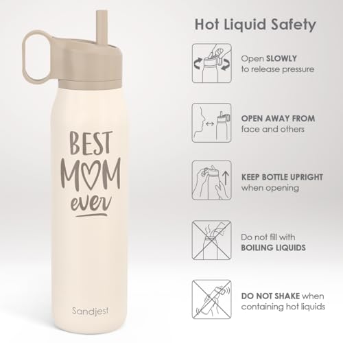 Best Mom Ever Water Bottle with Twist Lid Insulated Stainless Steel 20oz