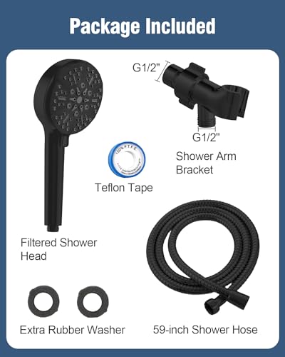Filtered Shower Head with Handheld Matte Black