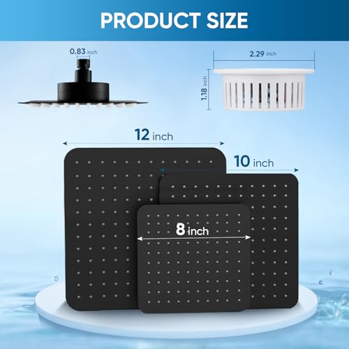 8 Inch Square Rain Shower Head with Filter for Hard Water