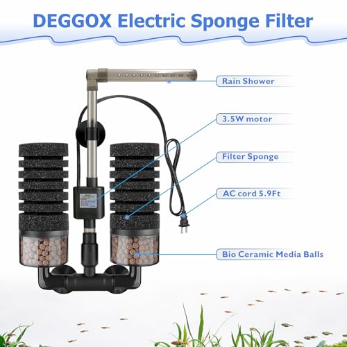 Aquarium Electric Sponge Filter with Submersible Water Pump Silence Motor for Shrimps