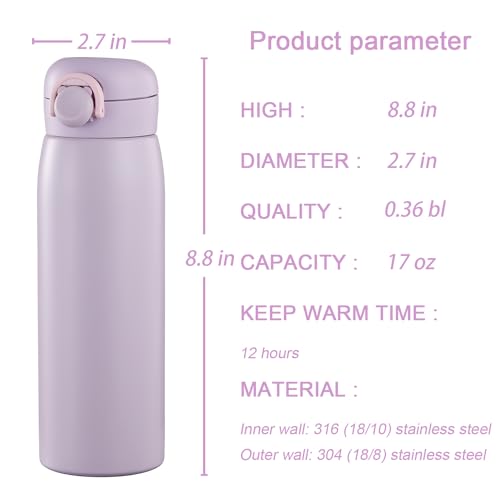 17 oz Mini Water Bottle Small Stainless Steel Thermoses