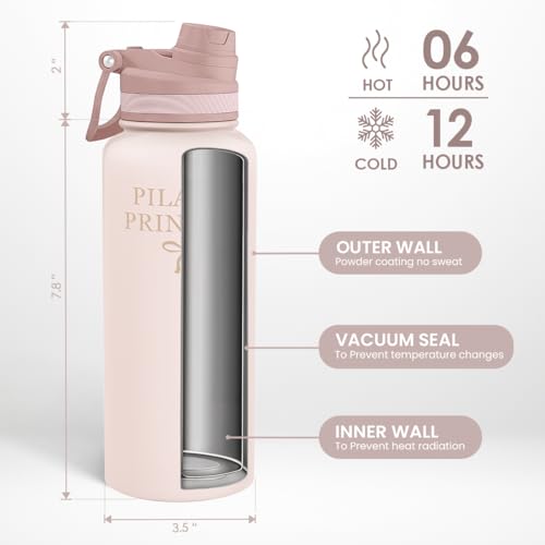 Pilate Stainless Steel Water Bottle with Strap 32oz
