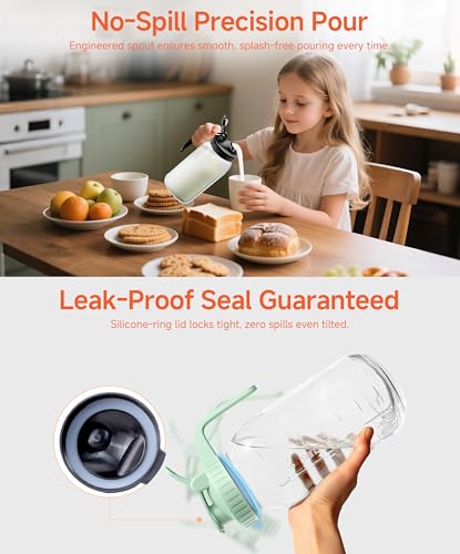 64oz Large Glass Pitcher with Lid & Spout (4 Count)