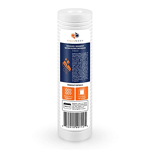 5 Micron 10 x 2.5 Grooved Sediment Water Filter Replacement for Whole House Filter Cartridge Compatible with AP110 (25 Count)