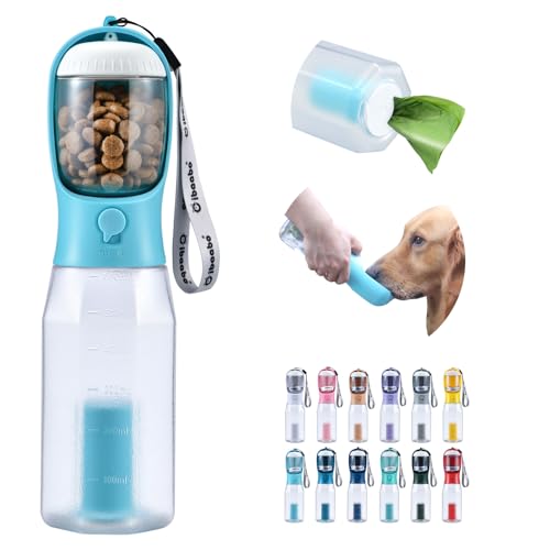 Dog Water Bottle with Food Container & Poop Bag Holder & Filter