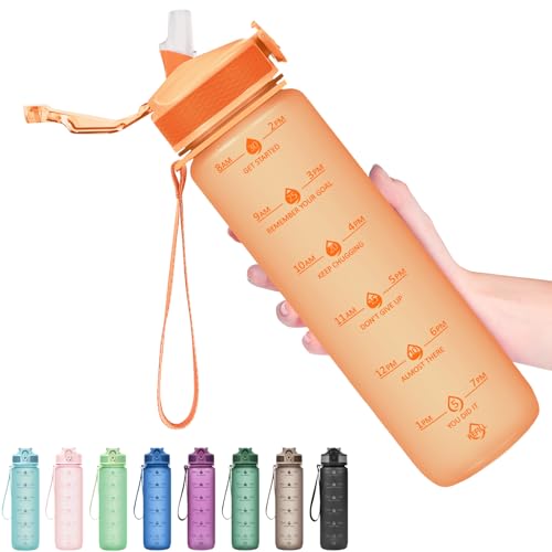 Plastic Water Bottle With Straw & Time Marker