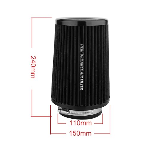 Black 3 3.5 4 inch Universal Cold Air Intake Filter 76mm 89mm 101mm