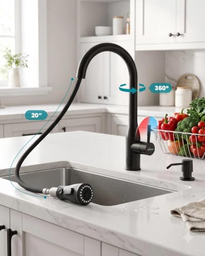 Matte Black Kitchen Faucet Touchless with Sensor and Soap Dispenser