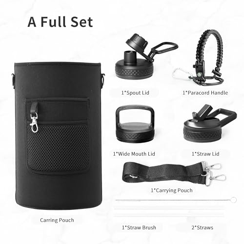 One Gallon Water Bottle Insulated with 3 Lids