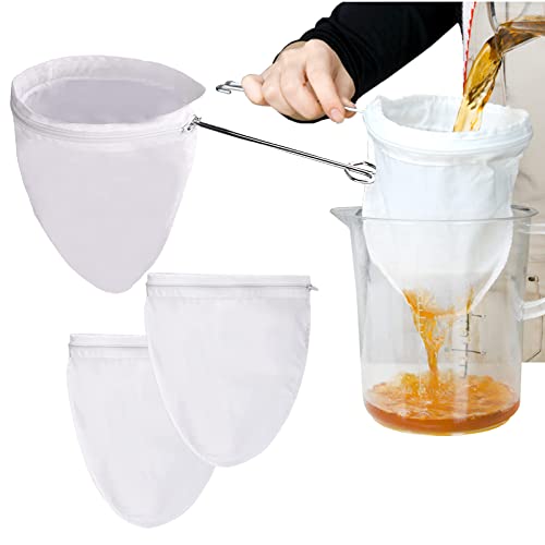 3 PCS Fine Mesh Strainer Bags with Handle (3 Count)