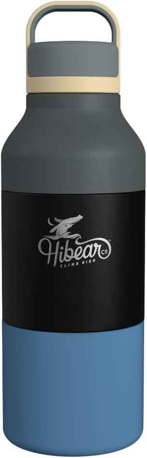 HIBEAR - 32oz All-Day Adventure Flask: The Insulated Multi-Tool of Beverage Bottles - Craft Pourover, Cold Brew, Tea, Water Infusion, Wine Decanting, Hydration. (Moon Tide)