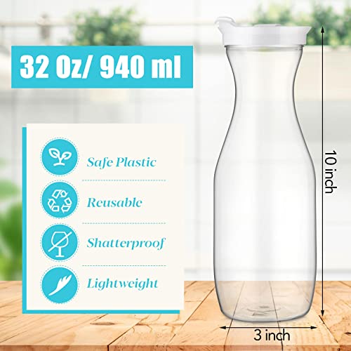 24 Pcs Plastic Water Carafe with Lid 32 Oz Clear (24 Count)