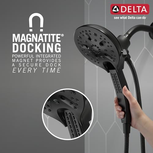 58620-BL-PK 2-in-1 Dual Shower Head, Black, 5 Spray Settings, Lifetime Limited Warranty