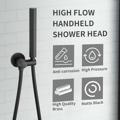 Black Shower Wand Brass Handheld Shower 7 Inch High Pressure Hand Held Shower Head High Flow Sprayer
