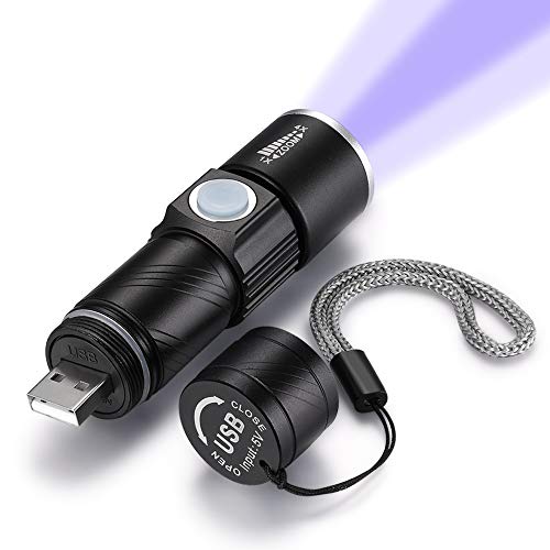 UV 365nm Light Rechargeable Flashlight Blacklight Wood's Lamp Mini