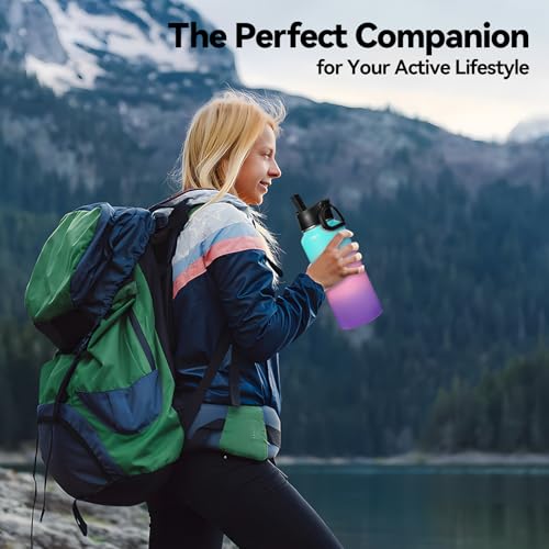 32 oz Insulated Water Bottle with 2 Lids