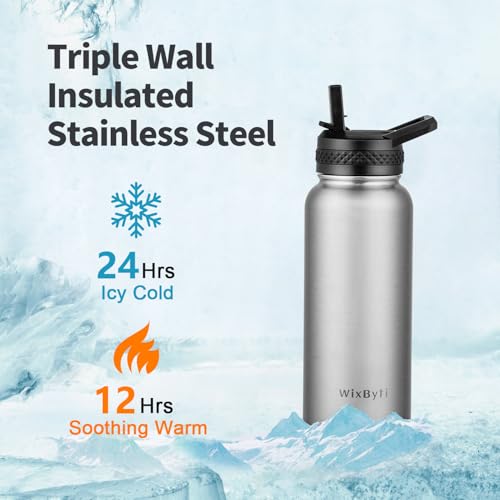 32 oz Insulated Water Bottle with Straw