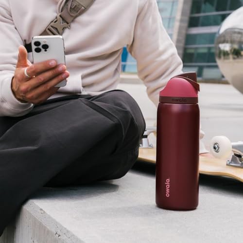 FreeSip Stainless Steel Water Bottle 32 oz Black Cherry