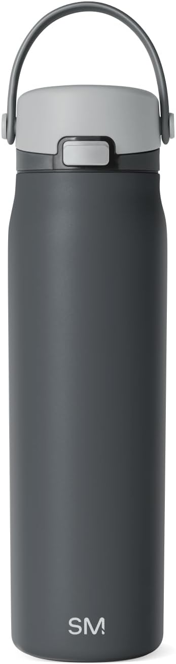 Simple Modern Mesa Sport Water Bottle with Covered Chug Lid | 30oz Cup Holder Friendly Insulated Stainless Steel Bottle for Gym, Sports and Travel | Steele