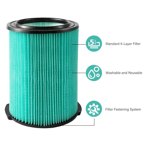 VF6000 5 Layer Replacement Filters for Ridgid Shop Vac Wet Dry Vacs (6 Count)
