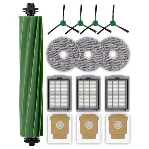 14 Pack) 505X Accessories Replacement Parts for iRobot Roomba 505X Combo, Plus 505 Combo/ 405 Combo/ 507 Combo Robot Vacuum, 1 Roller Brush, 3 Dust Bags, 3 Mop Pads, 4 Side Brushes, 3 HEPA Filters (14 Count)