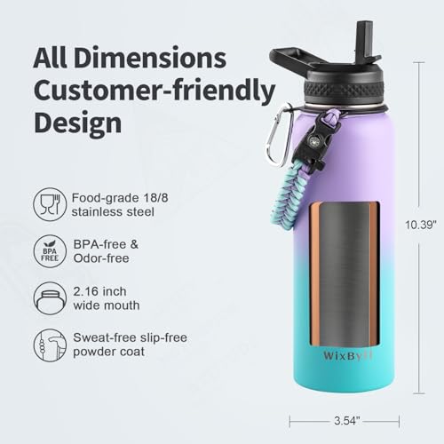 40 oz Insulated Water Bottle with Straw