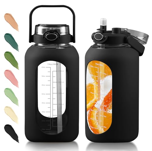 74 oz Glass Water Bottle with 2