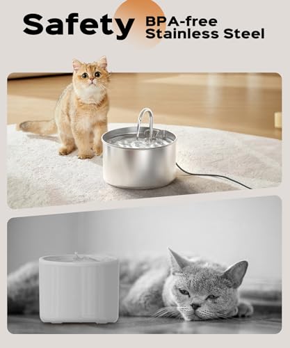 Cat Water Fountain Stainless Steel + 6 Filters + 3 Sponges