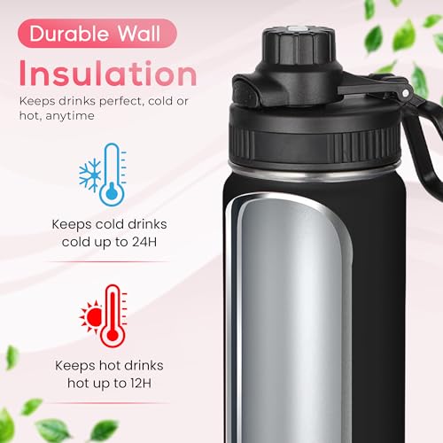 Y TOP 18 oz Insulated Water Bottle Leak Proof Spout Lid Fits in Car Cup Holder