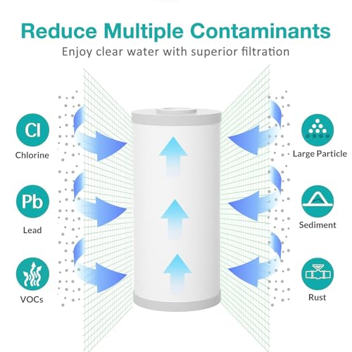5 Micron 10" x 4.5" PGC Sediment Carbon Whole House Water Filter Cartridge (4 Count)