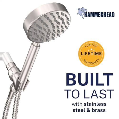 Solid Metal Handheld Shower Head with Hose and Brass Holder
