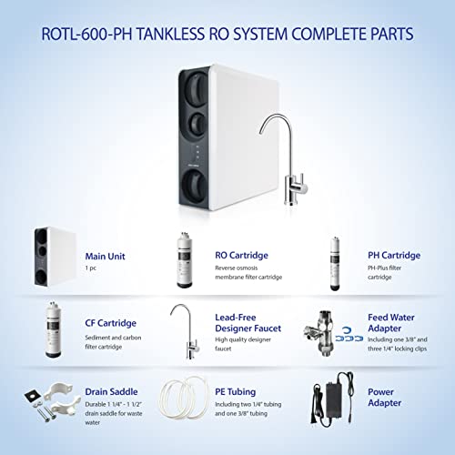 ROTL-600-PH Tankless Reverse Osmosis System, 3-Stage, Alkaline