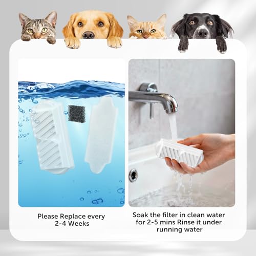 18 Pack) 6 Sets Ceramic Cat Water Fountain Replacement Filters, Pet Fountain Replacement Filters for 2.2L/74OZ Ceramic Fountain(White) (18 Count)