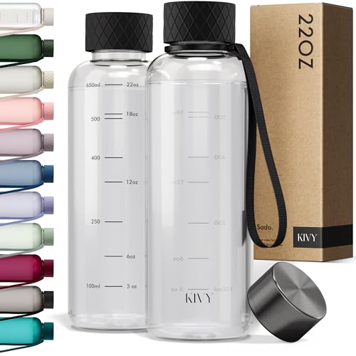 Slim Water Bottle 22oz [Lightweight & Shatterproof] Leak Proof Bottle for Women & Men