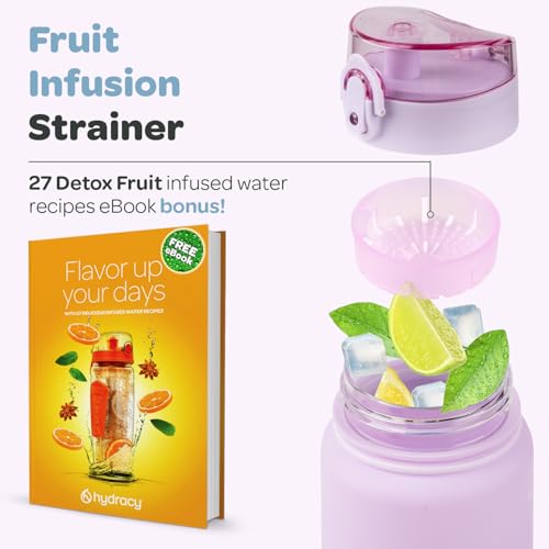 Motivational Water Bottle with Time Marker & Fruit Infuser 32 oz