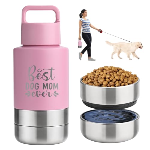 Insulated Dog Travel Water Bottle With Detachable Bowls