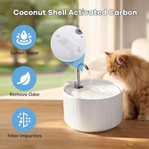 18 Pack) 6 Sets Ceramic Cat Water Fountain Replacement Filters, Pet Fountain Replacement Filters for 2.2L/74OZ Ceramic Fountain(White) (18 Count)