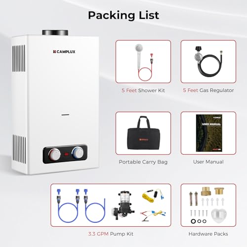 CAMPLUX Portable Propane Water Heater 2.64 GPM