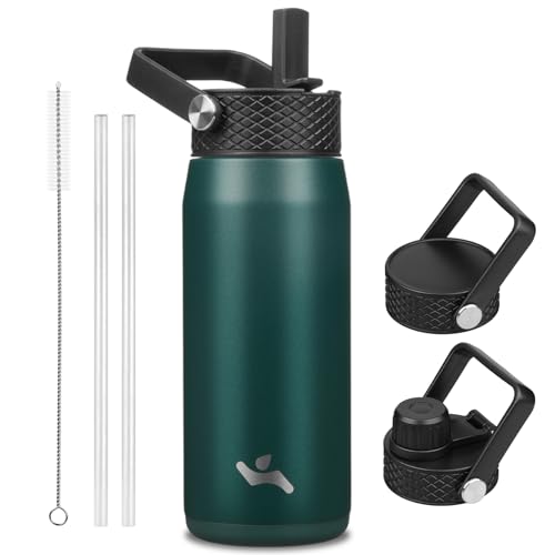 20 oz Insulated Stainless Steel Water Bottle with 3 Lids