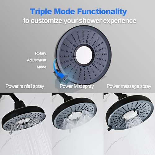 Filtered Rain Shower Head Hard Water Softener 18 Stage Black