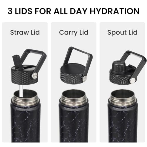 18 oz Insulated Stainless Steel Water Bottle with Straw Lid