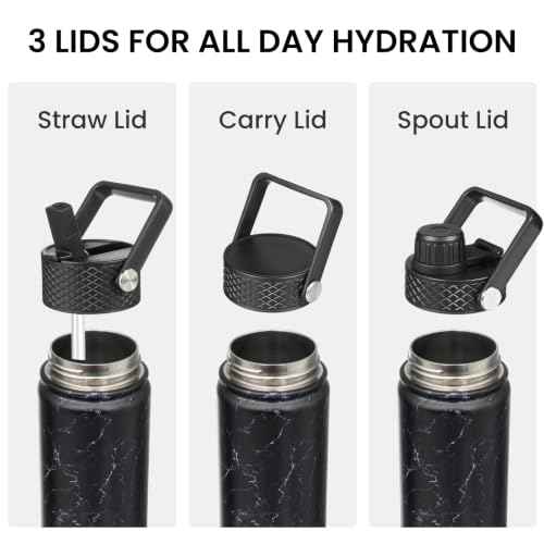 24 oz Insulated Stainless Steel Water Bottle with Straw Lid