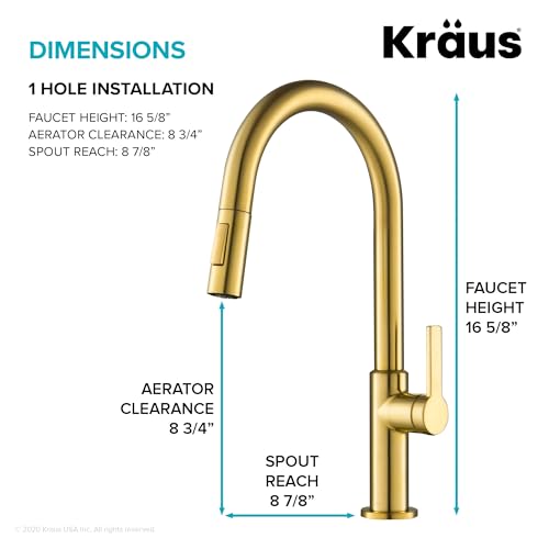 Spot Free Brushed Brass Pull Down Kitchen Faucet KPF