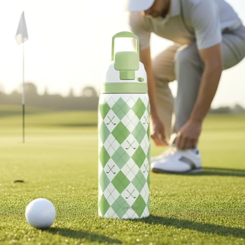 Golf Insulated Stainless Steel Water Bottle with Straw for Sports and Travel
