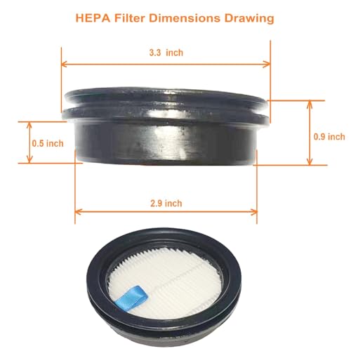 3Pack Hepa Filters Replacement Compatible with Tikom V500 Cordless Vacuum Cleaner. Tikom Vacuum Accessories or Parts for V500. (3 Count)