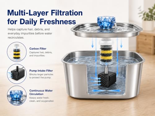2.1 Gallon Stainless Steel Dog Water Fountain for Large Dogs (386 Fl Oz)