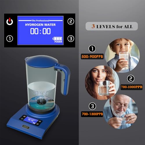 Hydrogen Alkaline Water Pitcher Bottle Machine Hydrogen Water Generator Maker Ionizer Hydrogen Water System Jug Dispenser with LED Display and Smart Touch Operation 2500ML