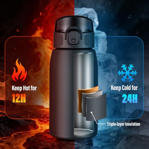 Insulated Water Bottle 12 oz with Dustproof Lid