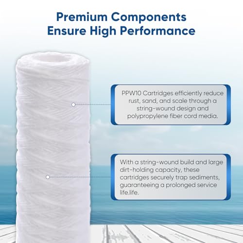 5 Micron 10"x2.5" Whole House String Wound Sediment Filter for Well Water (6 Count)